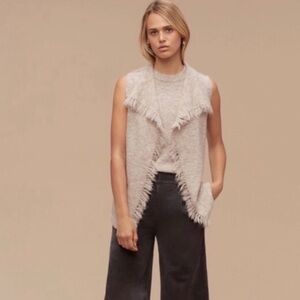 Aritzia Wilfred Free Fei Fei Vest Fringe Wool Alpaca Belted Cardigan Size XXS